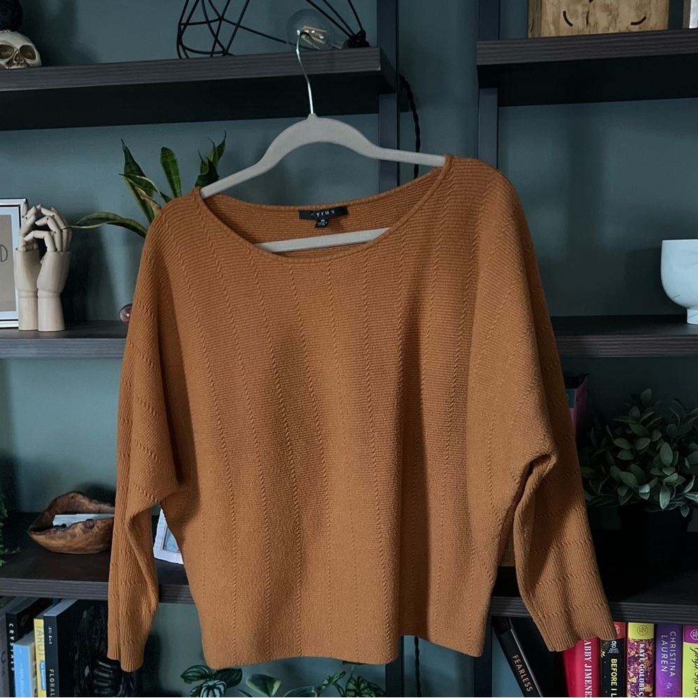 Cyrus - Gold Swoop Neck Dolman Sleeve Sweater - Size XL